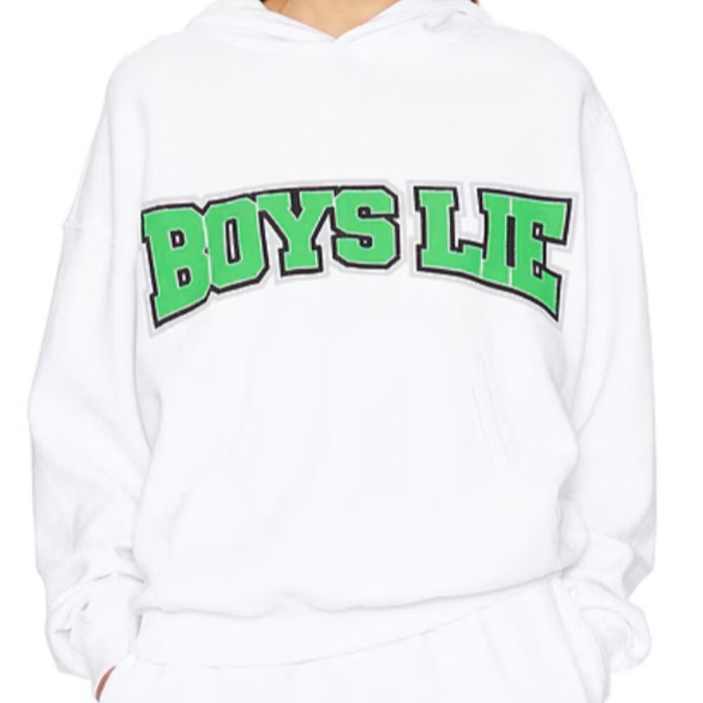 green and white boys lie hoodie.